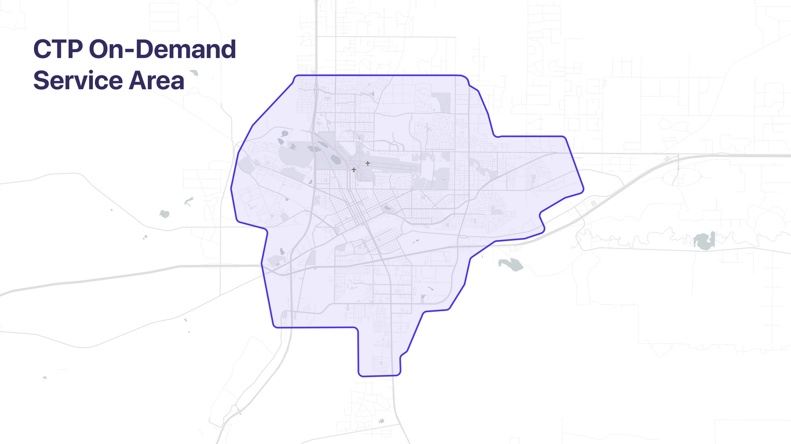Service area of the paratransit and microtransit service CTP On-Demand