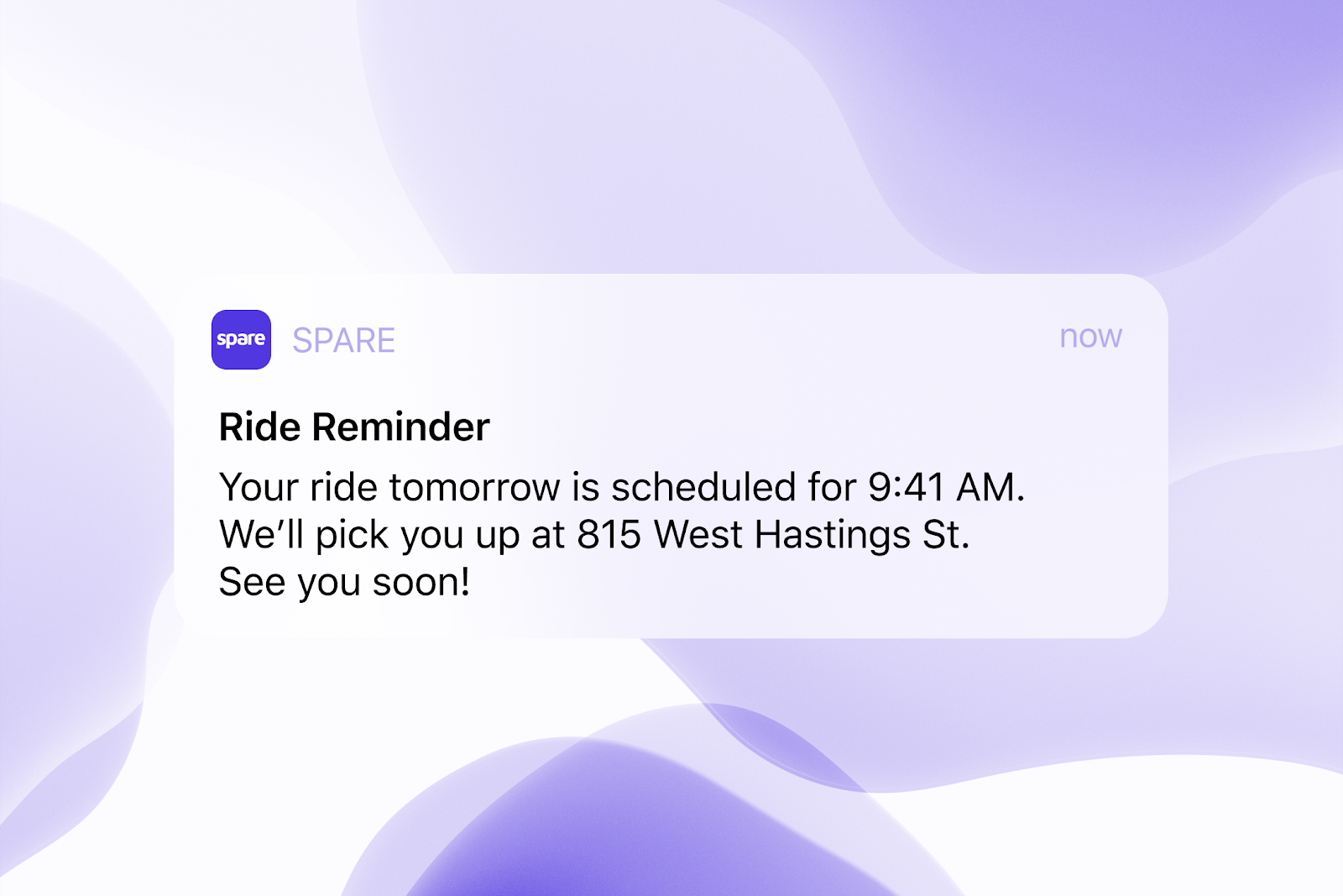 Pop-up notification in Spare Rider