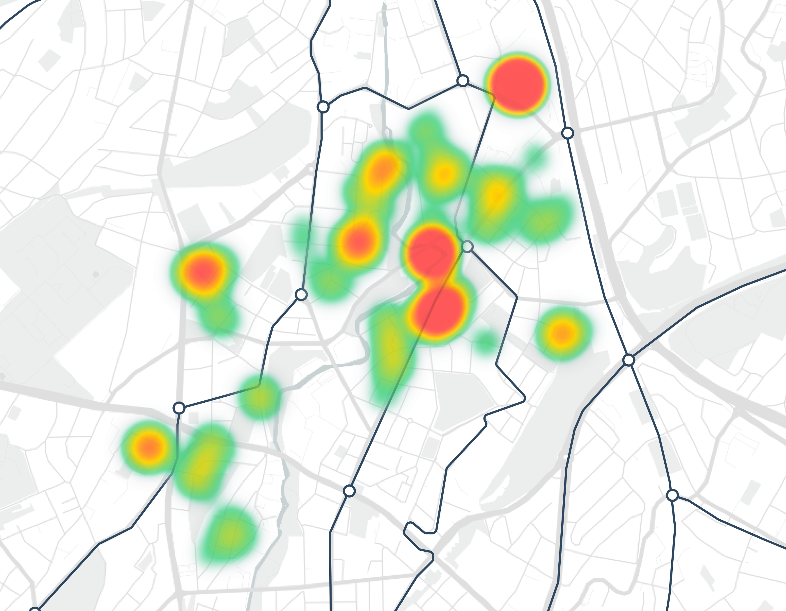 Oslo transit data heat map depicting "transit deserts"
