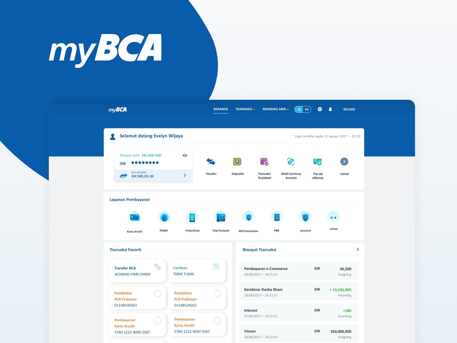 myBCA product screen