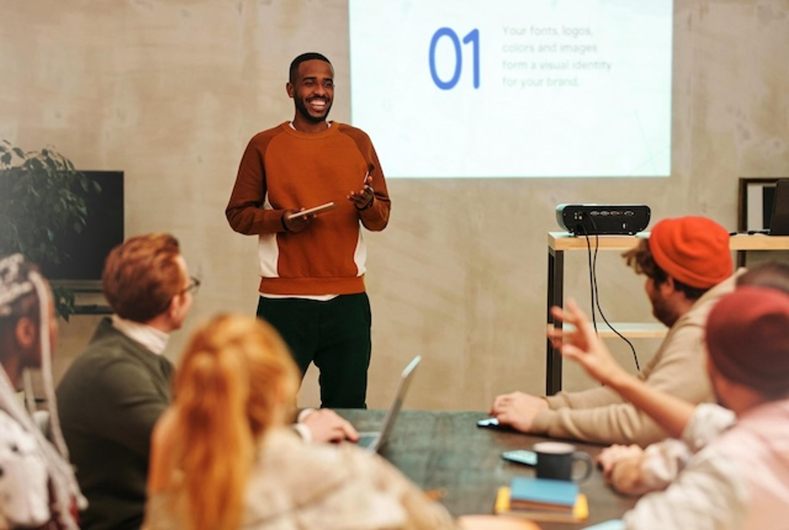 two people working together