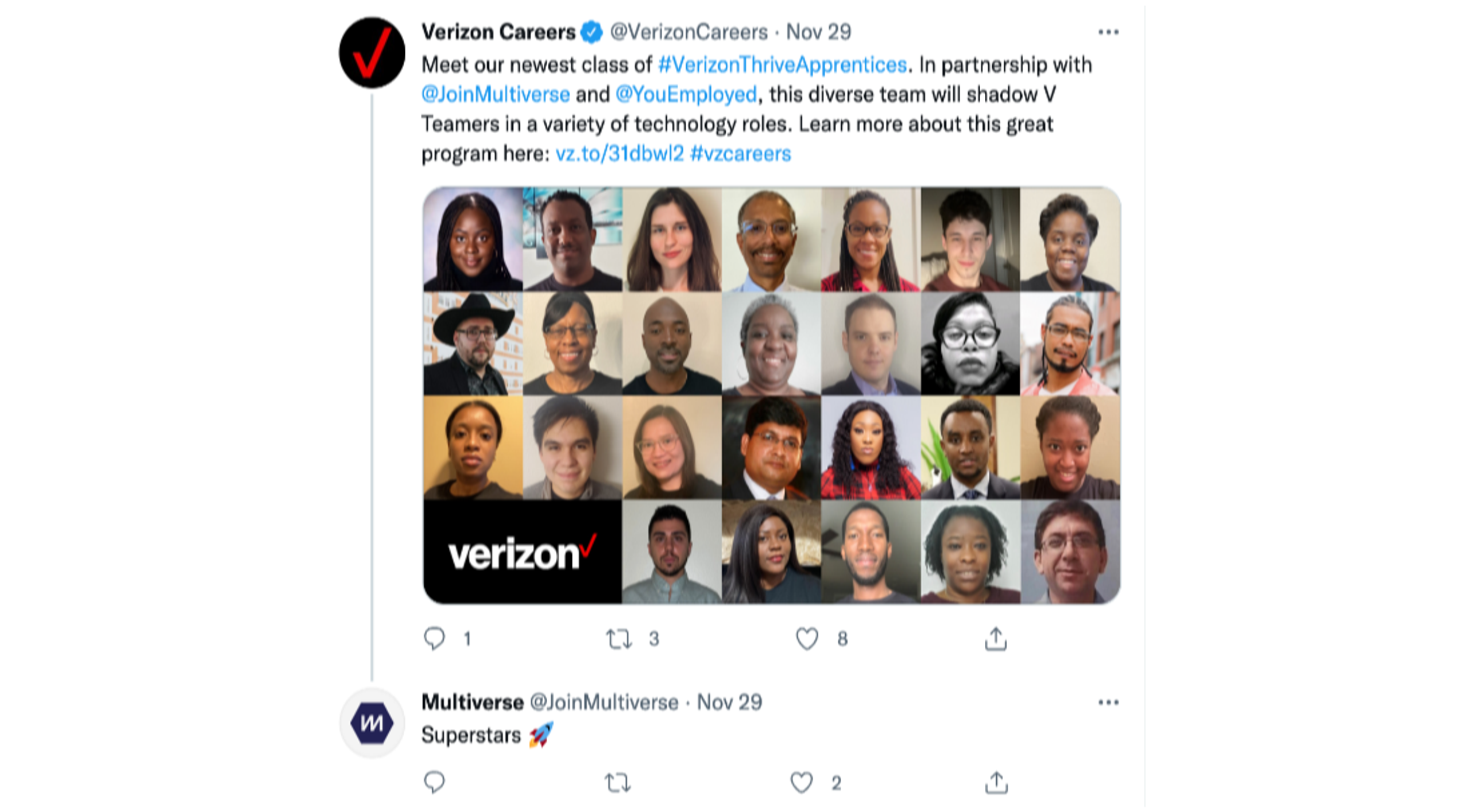 Verizon Careers Tweet