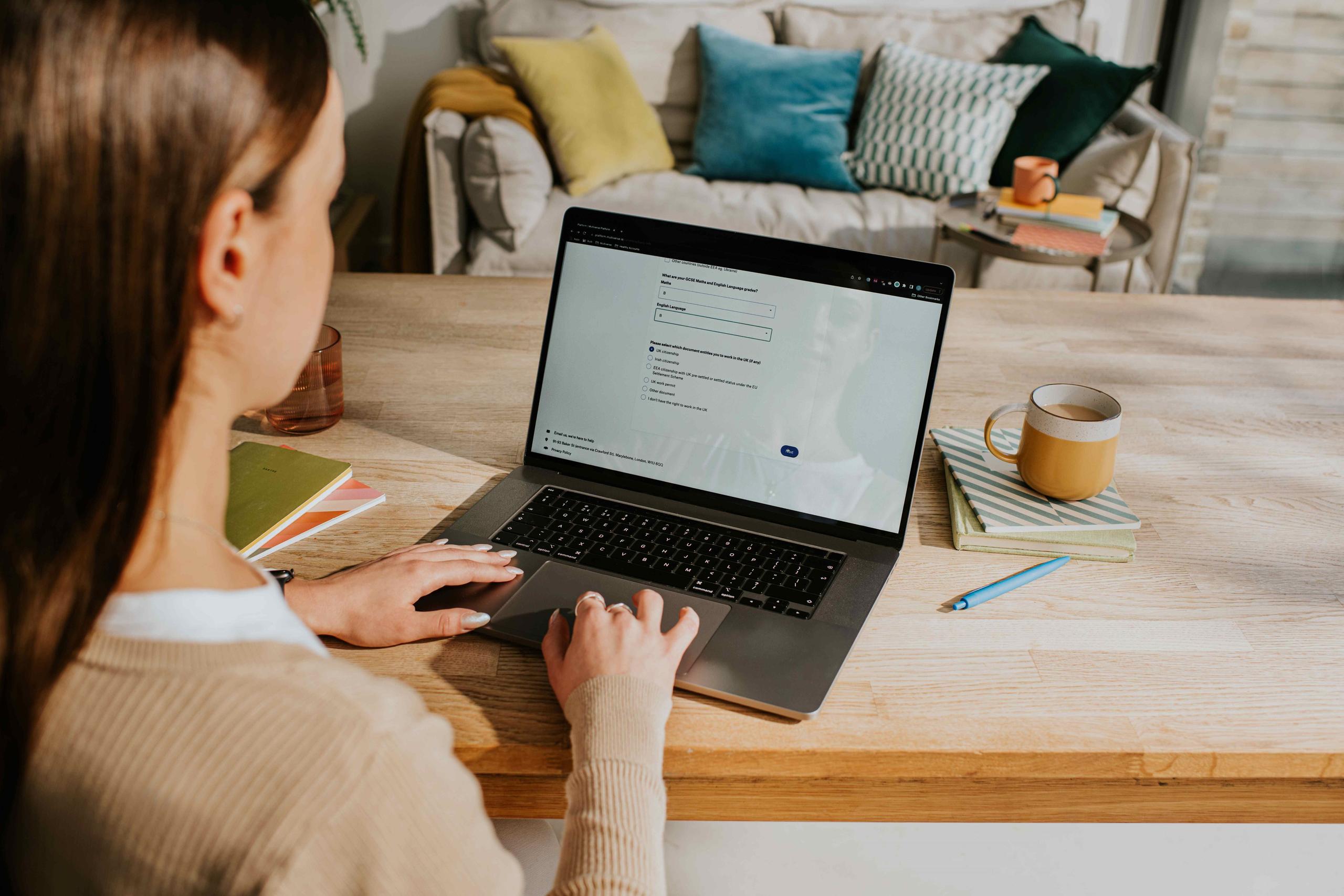 A woman on her computer