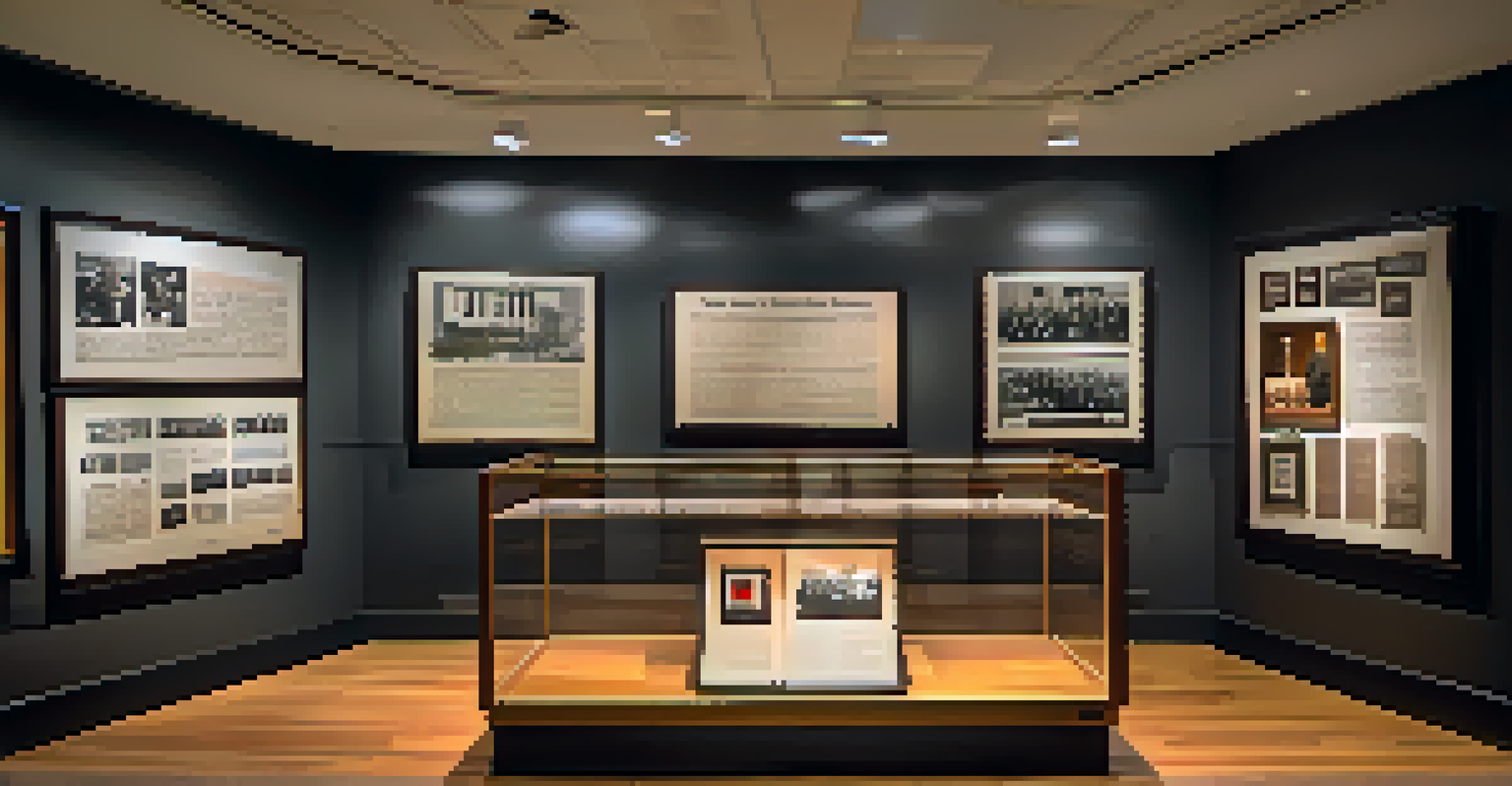 An interior view of the Martin Luther King Jr. National Historical Park displaying artifacts and quotes related to the Civil Rights Movement.