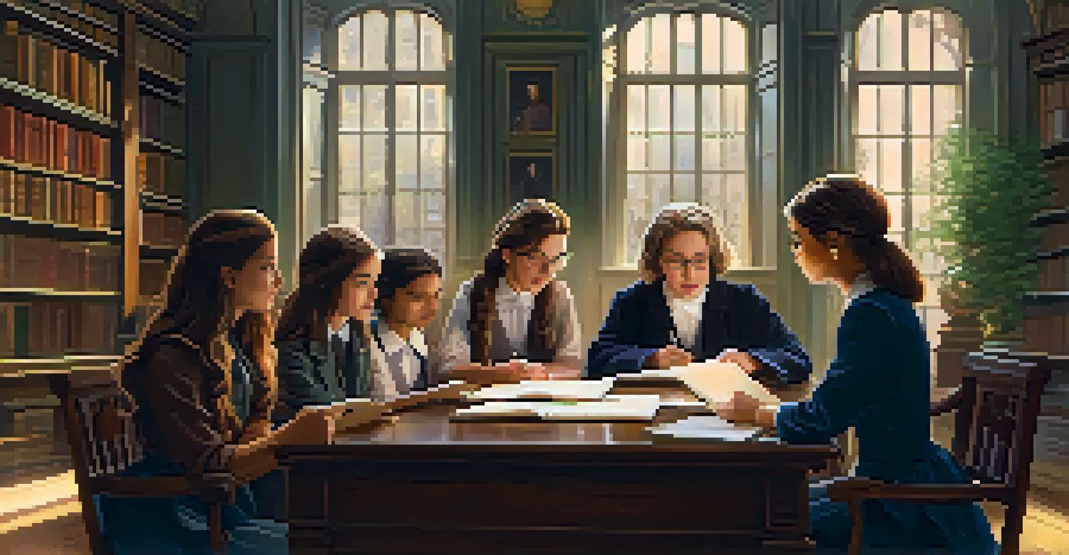 Dr. Helen Dickens mentoring young female medical students in a library setting, fostering their aspirations in medicine.