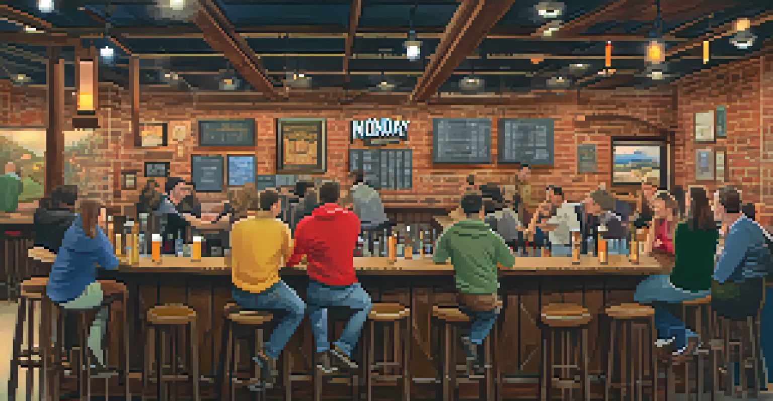 A cozy interior of Monday Night Brewing with patrons enjoying trivia night and a bar filled with craft beers.