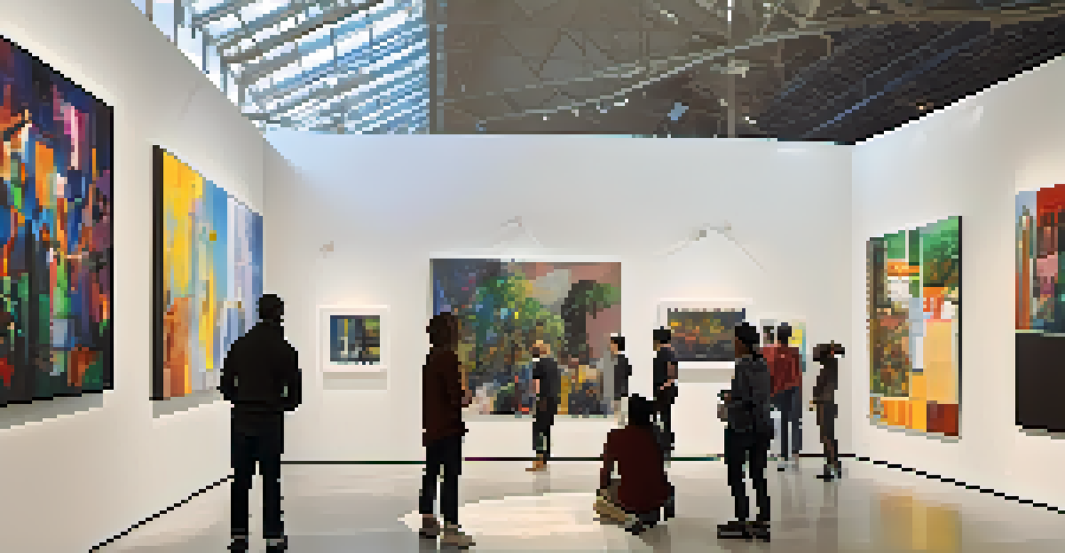Inside the Atlanta Contemporary gallery, showcasing modern art installations and visitors interacting with the artworks under natural lighting.