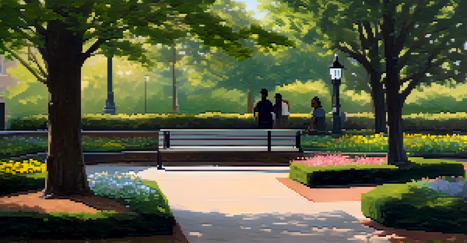 A peaceful garden in the Martin Luther King Jr. National Historical Park, filled with colorful flowers and benches, where visitors sit in quiet reflection.