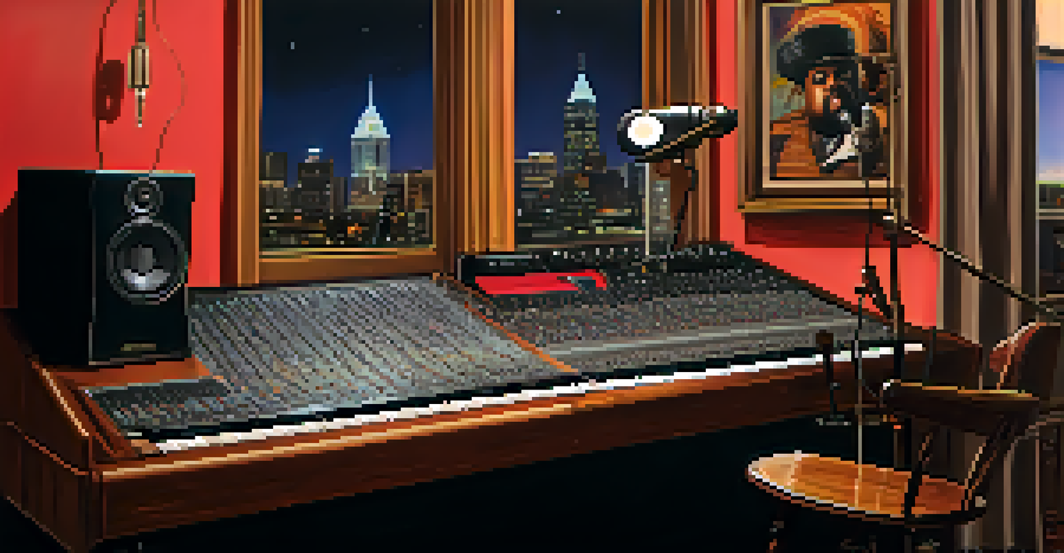 CeeLo Green singing in a cozy recording studio filled with musical instruments and warm lighting.