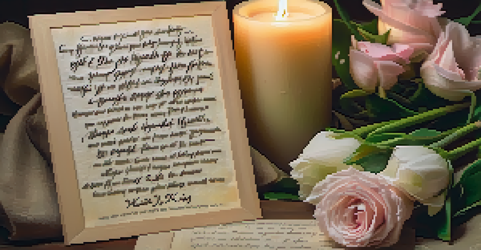A close-up of a handwritten Martin Luther King Jr. quote on parchment, surrounded by flowers and a lit candle.