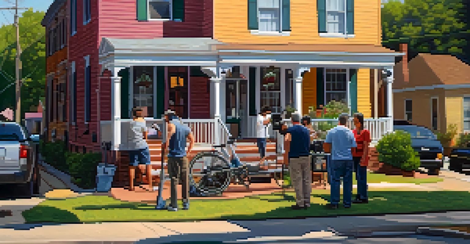 A local film crew setting up in a small-town neighborhood in Atlanta, showcasing collaboration and creativity.