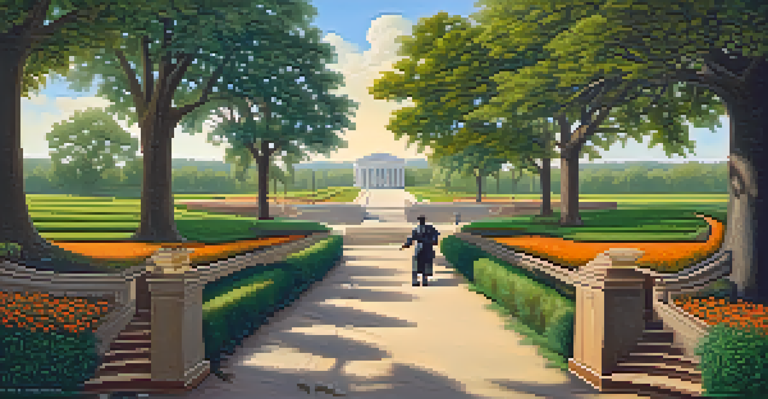 A visual metaphor showing two paths representing the philosophies of Booker T. Washington and W.E.B. Du Bois in a lush landscape.