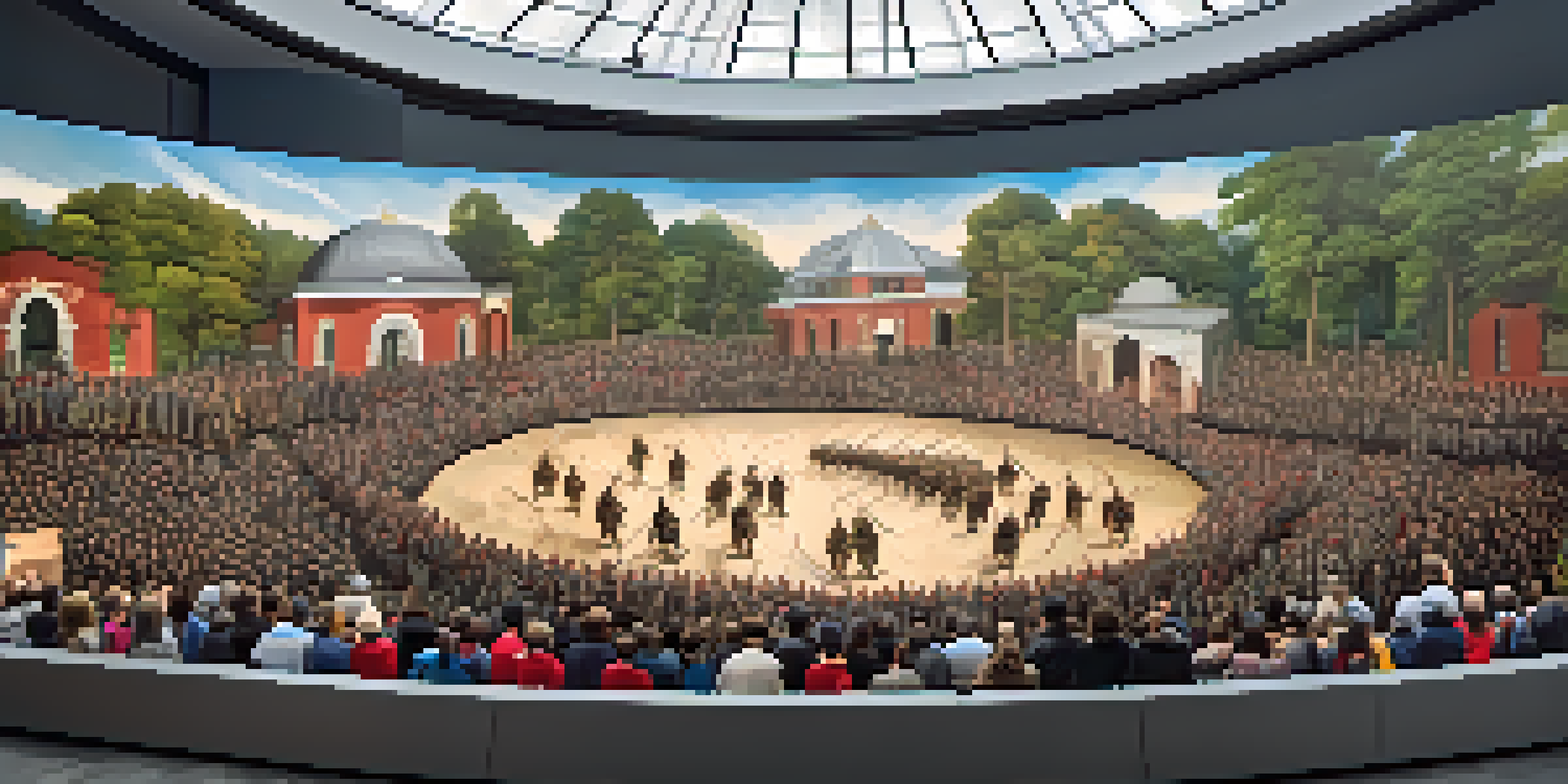 Panoramic view of the Atlanta Cyclorama with visitors admiring the vibrant circular painting of the Battle of Atlanta.