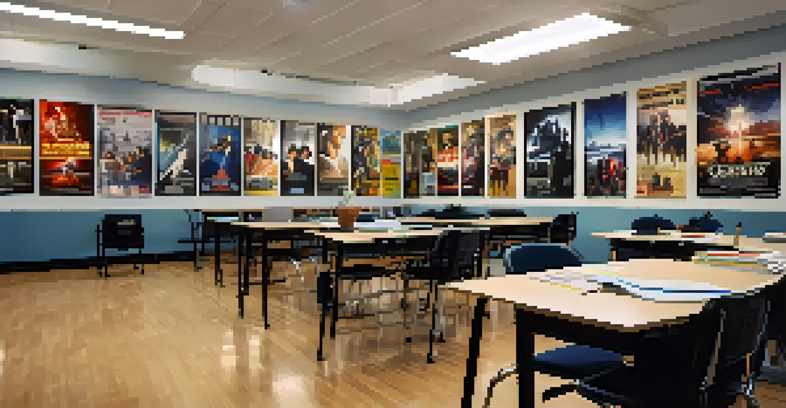 Students in a film classroom at an Atlanta film school, participating in a workshop with an industry professional.