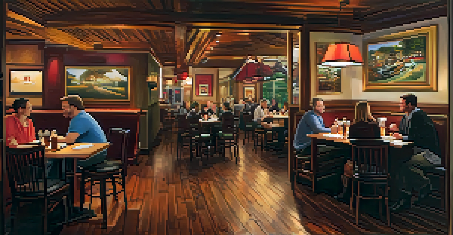 An inviting restaurant in Atlanta, beautifully decorated, with a table of food and a film crew discussing their project.