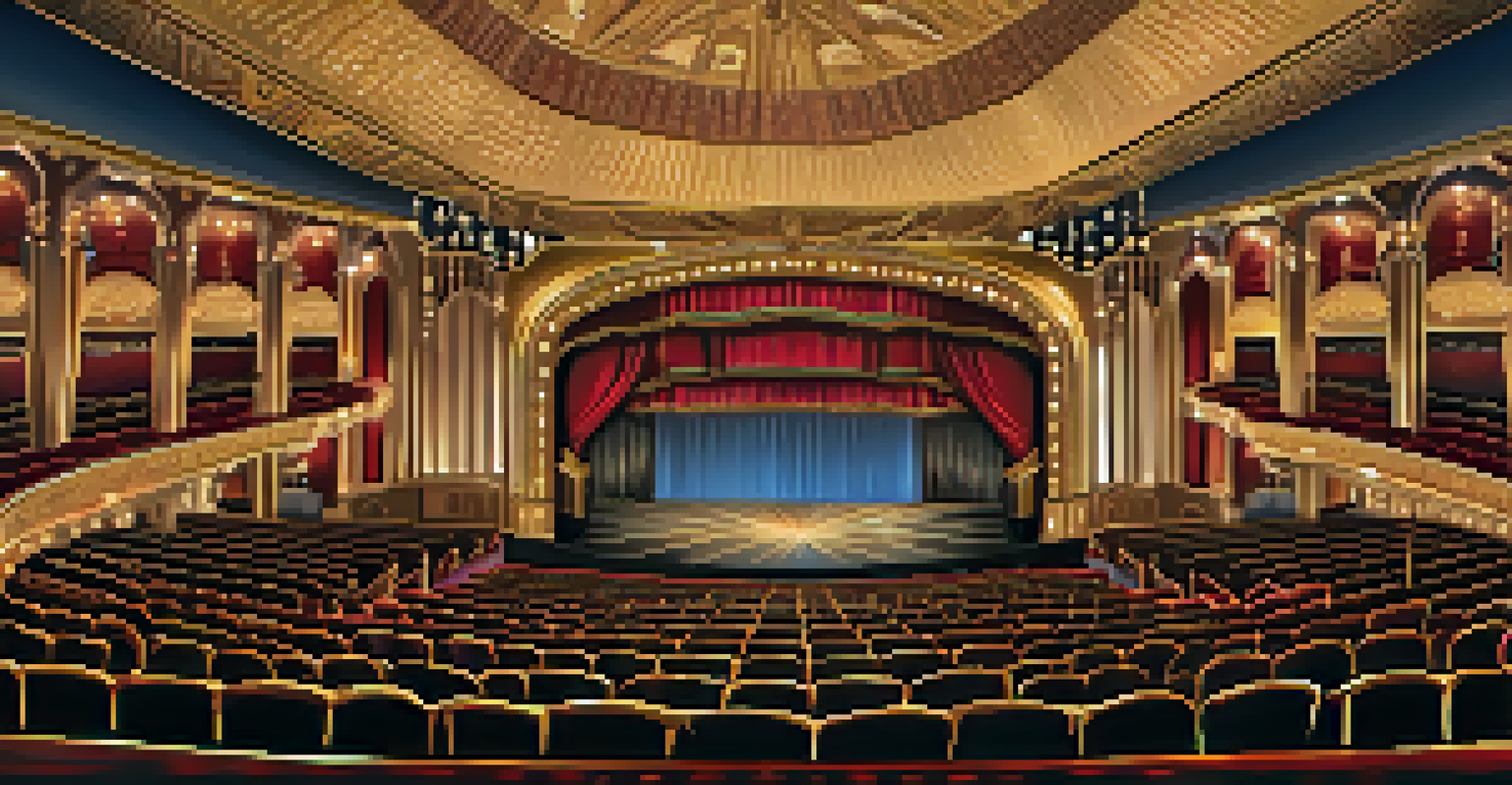 The interior of the Fox Theatre's main auditorium with gold decorations and a starlit ceiling.