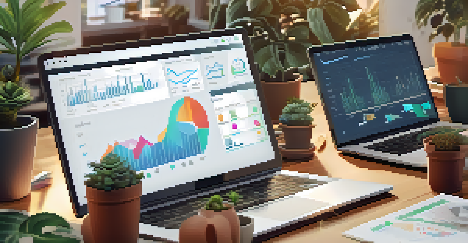 A diverse group of hands typing on a laptop in a coworking space, showcasing charts and graphs of startup growth.