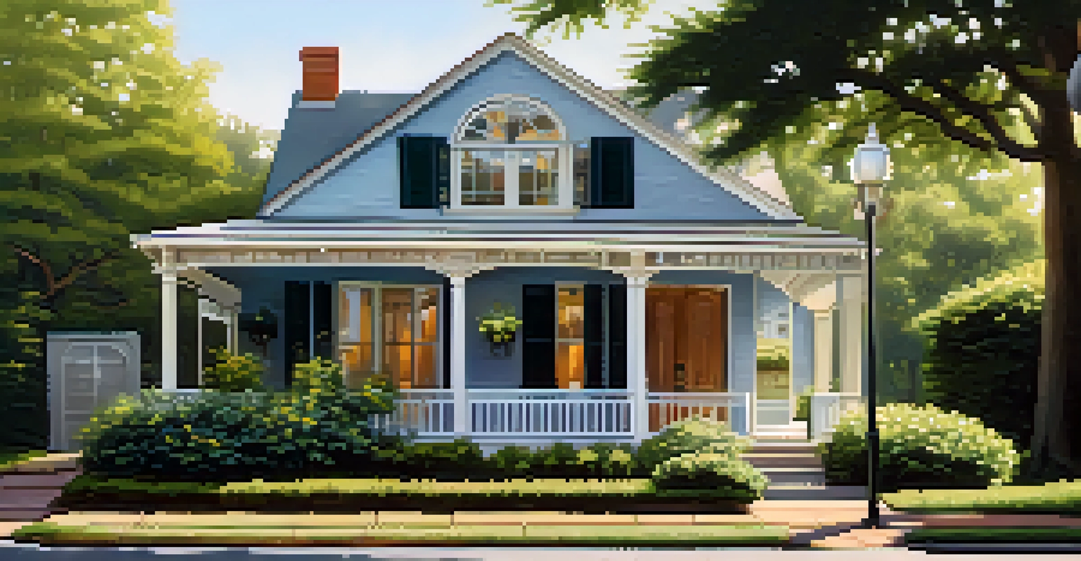 A close-up of a 'For Sale' sign in front of a charming bungalow in a quiet Atlanta neighborhood.