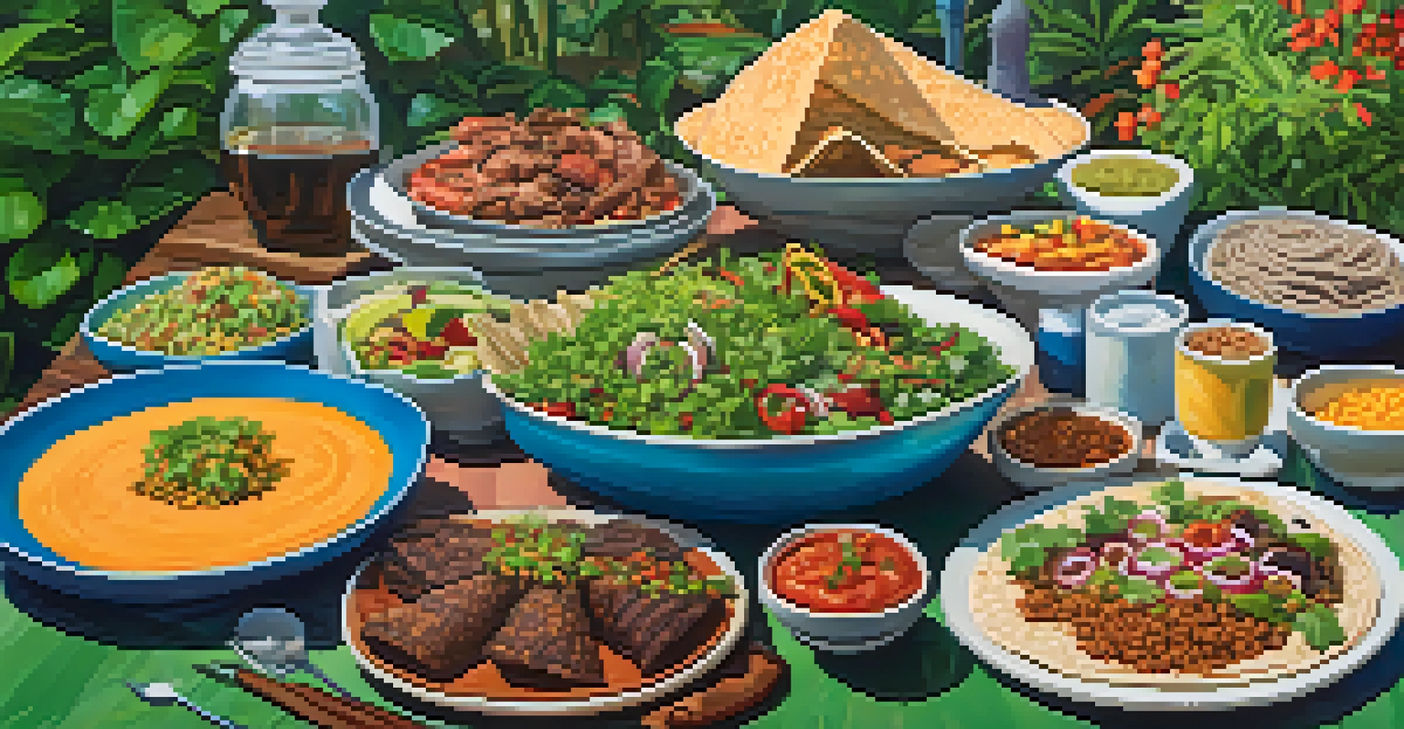 An outdoor dining table showcasing a variety of dishes from different cultures in Atlanta.