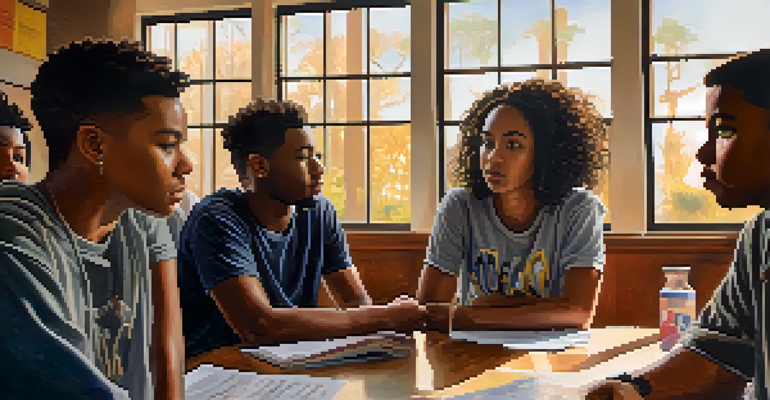 A diverse group of young activists in a community center discussing social justice, illuminated by warm light.