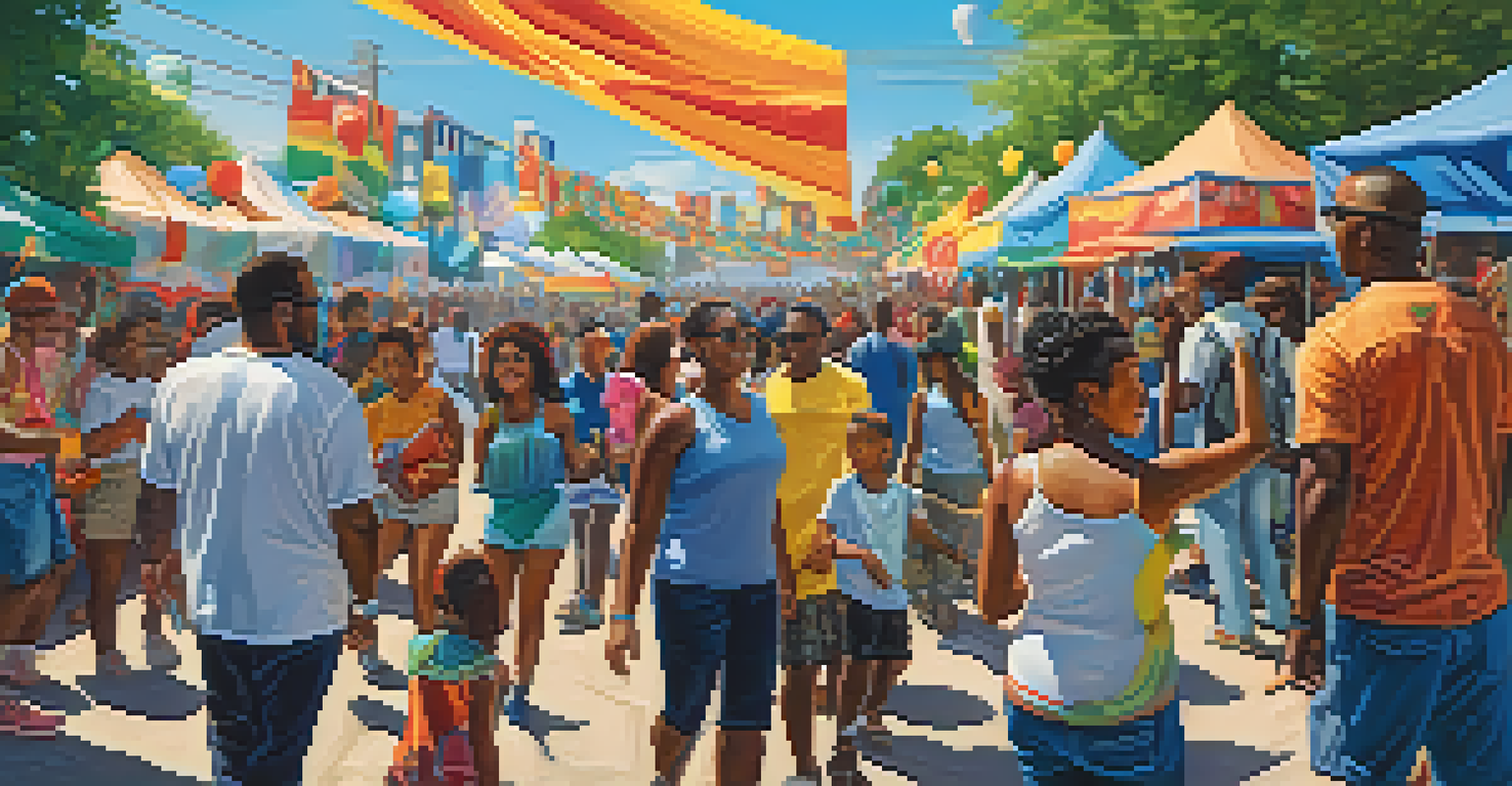 A modern cultural festival in Atlanta with a diverse crowd celebrating art and music.