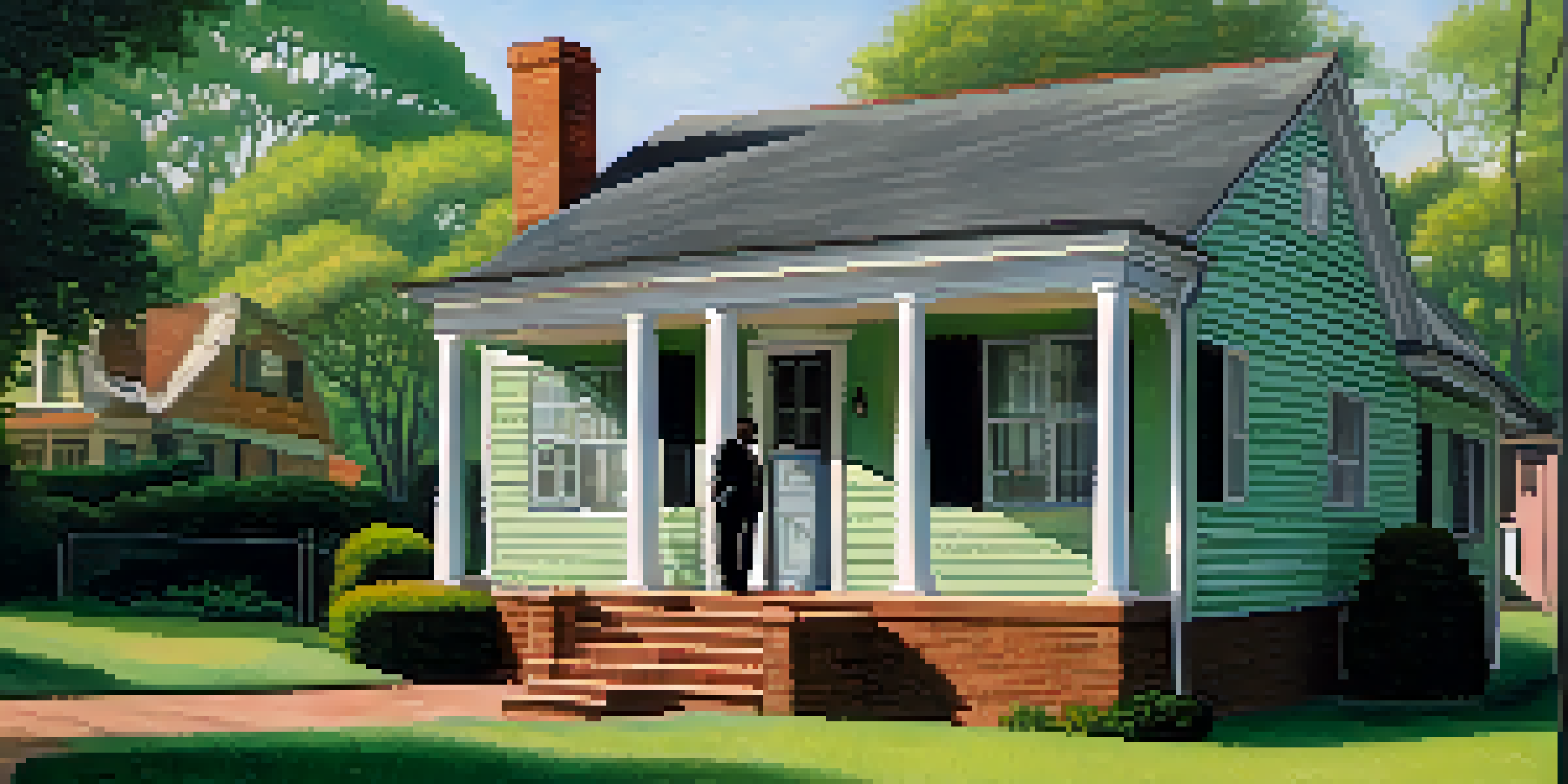 A young Martin Luther King Jr. stands in front of his childhood home in Atlanta, Georgia, surrounded by greenery, wearing a suit with a determined expression.