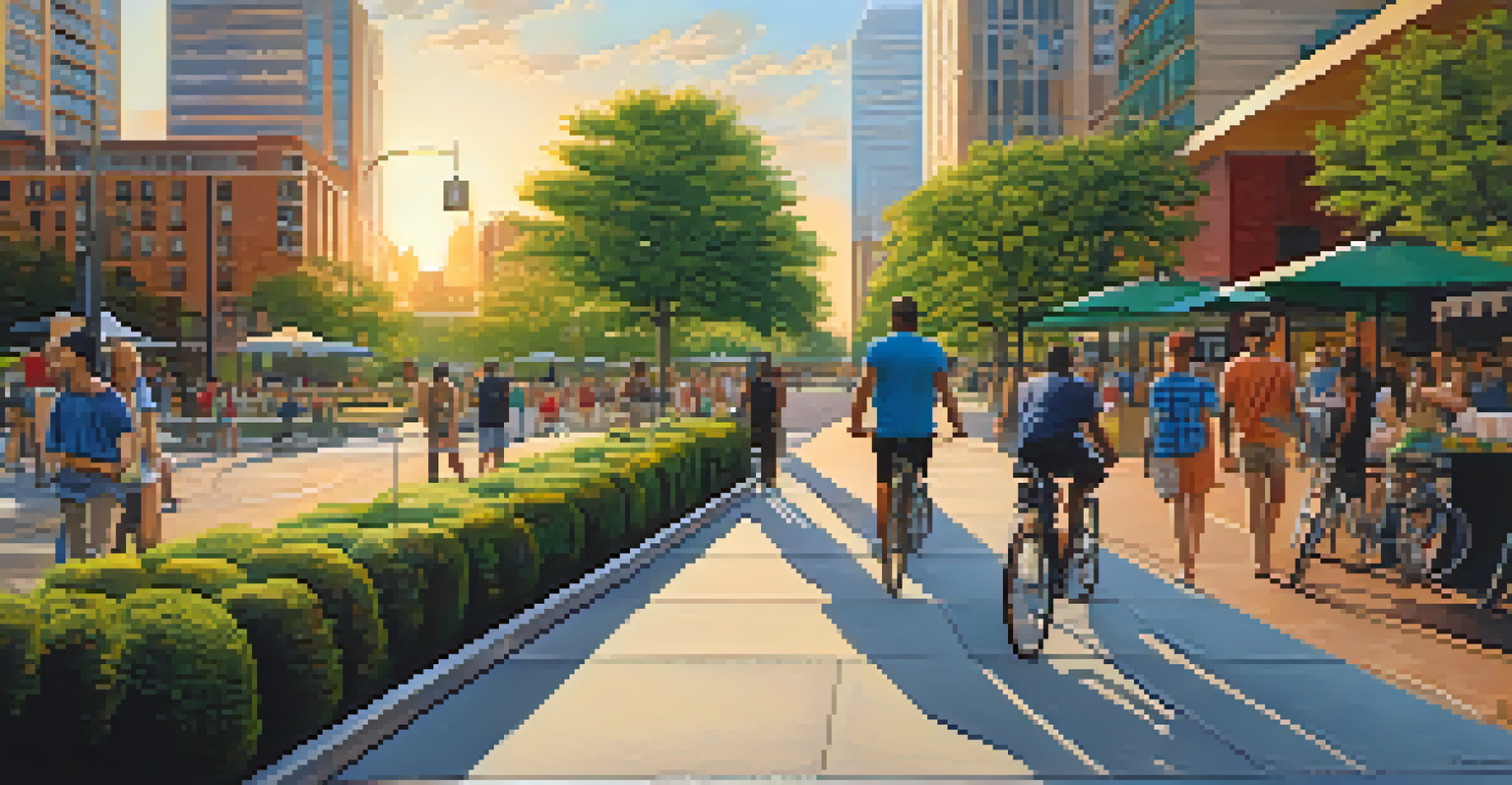 A contemporary view of Atlanta's urban landscape, showcasing a mix of skyscrapers and green spaces filled with people enjoying the outdoors.