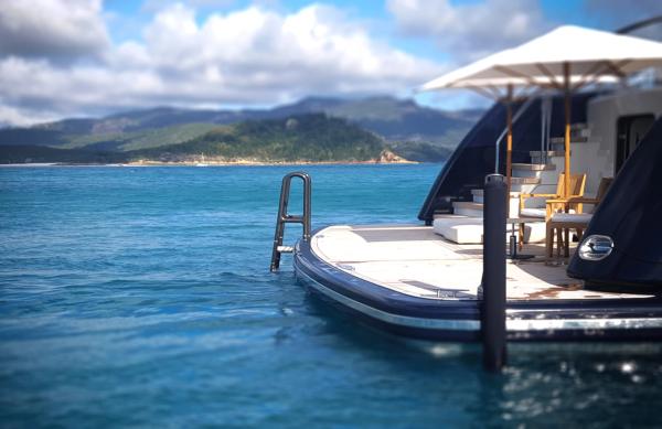 Boat in a blue ocean