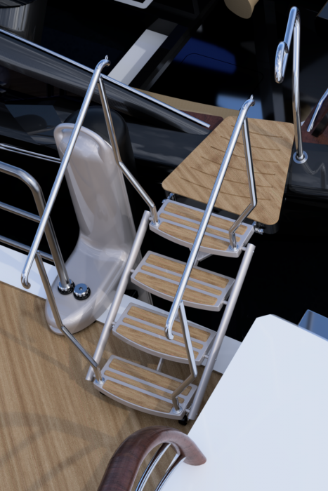 Aerial view of a serene tropical island with lush greenery surrounded by turquoise sea. Boats dot the water near the sandy shore, under a clear sky.