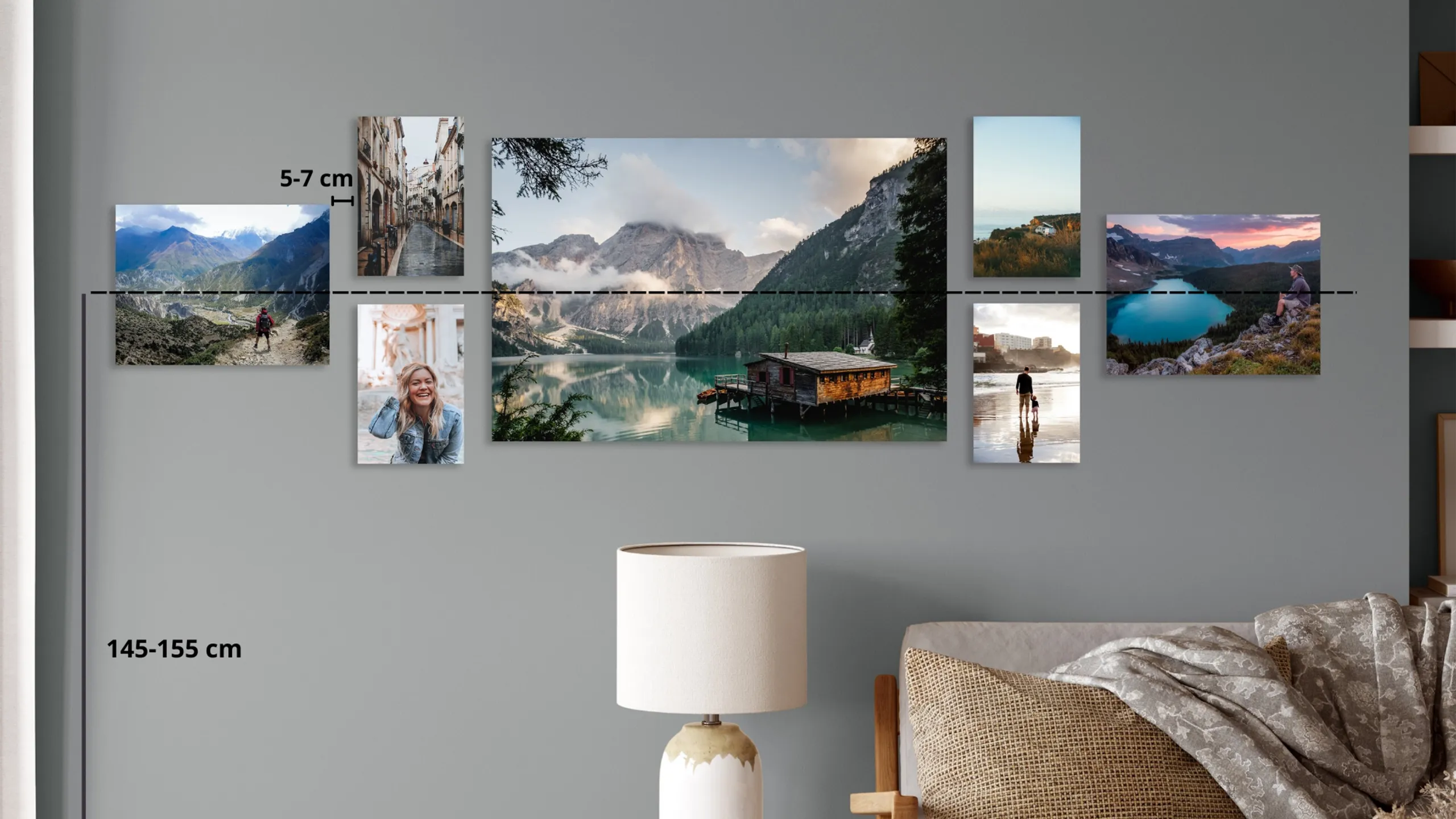 Abmessungen Fotocollage an der Wand