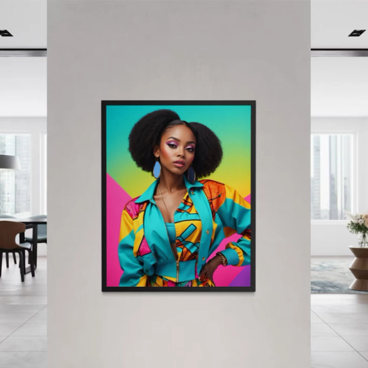 Foto dame op grote witte muur