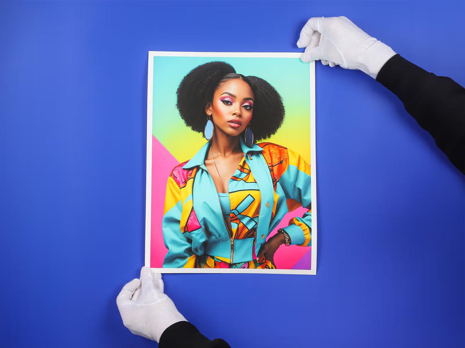 Fine-Art-Fotoabzug auf blauem Hintergrund