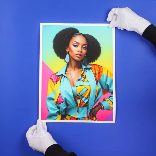 Fine-Art-Fotoabzug auf blauem Hintergrund