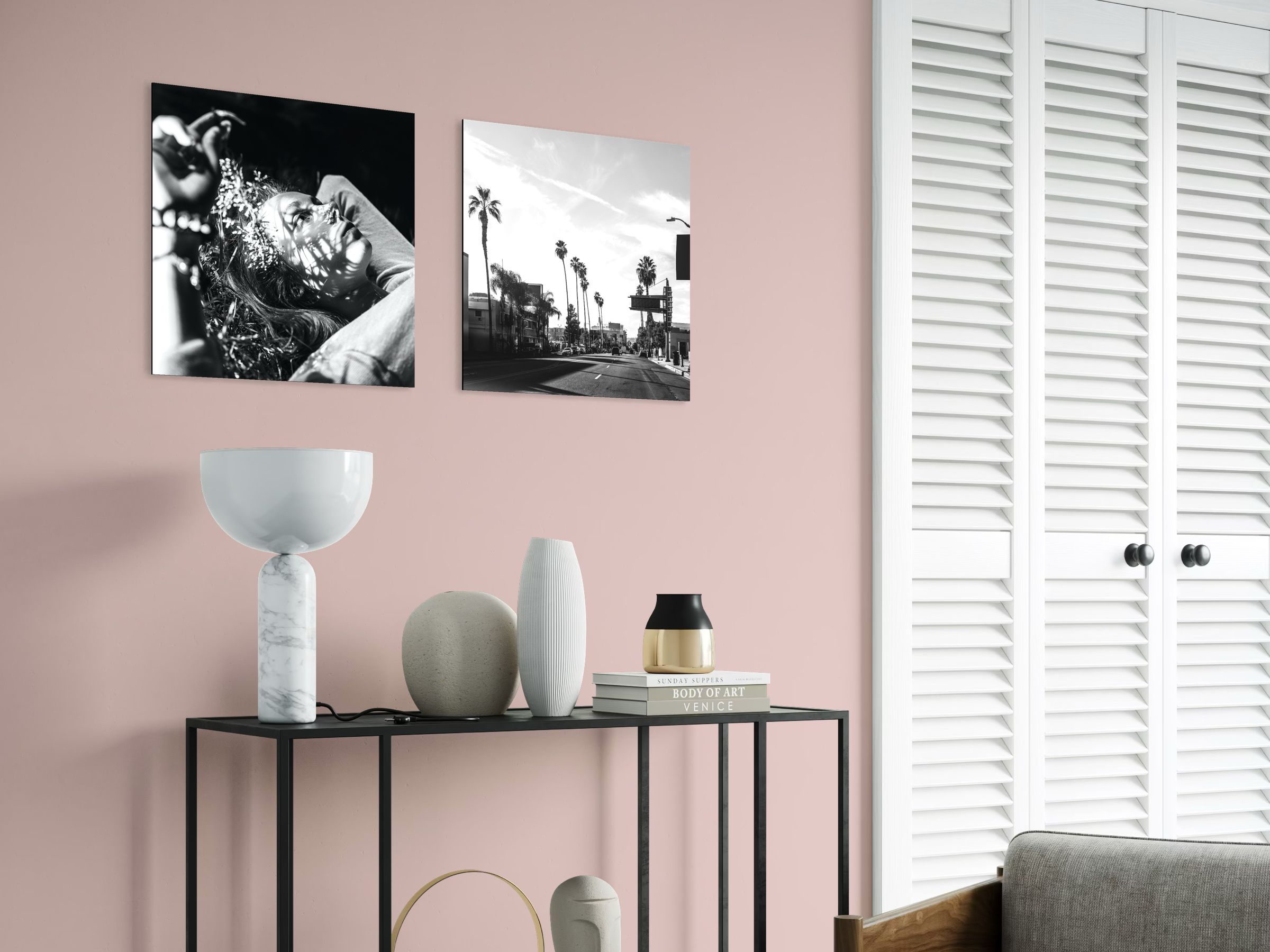 Foto auf gebürstetem Aluminium im Wohnzimmer