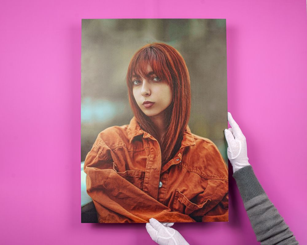 Direktdruck auf Alu-Dibond auf rosafarbenem Hintergrund