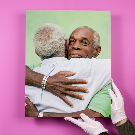 Photo Block auf rosa Untergrund