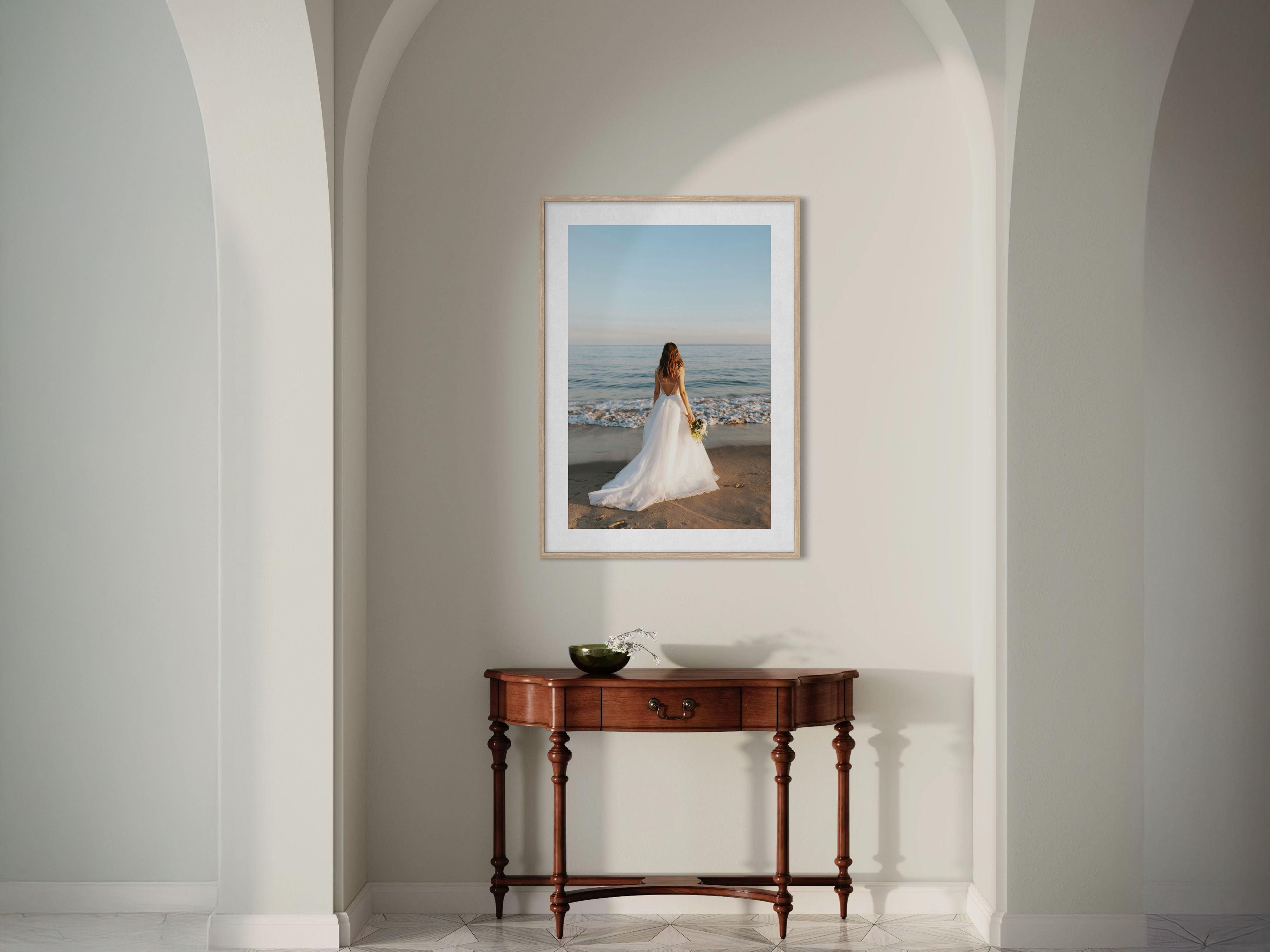 Foto im Rahmen mit Passepartout an der Wand