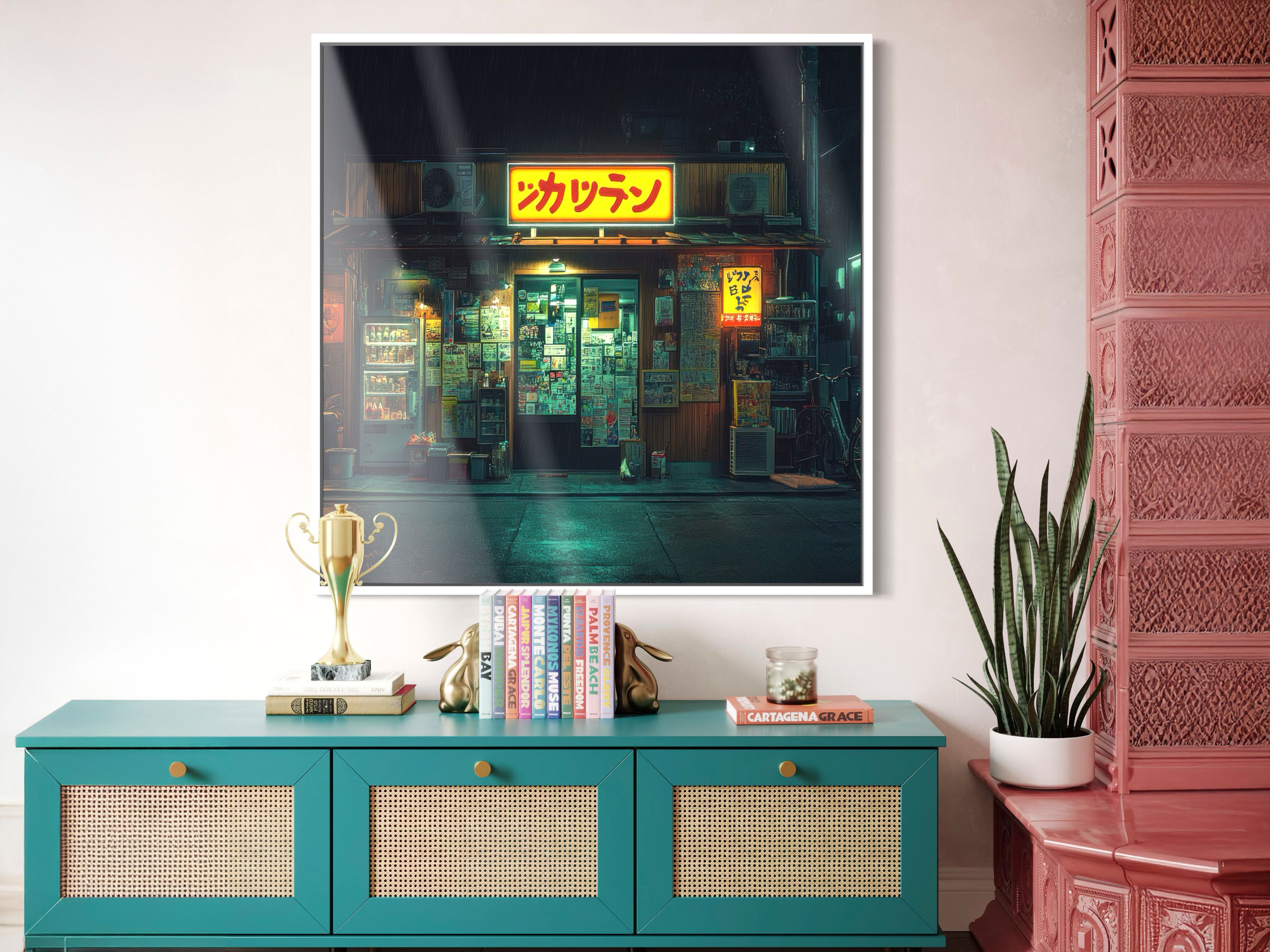 Foto achter plexiglas met witte baklijst