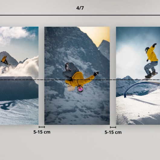 Abmessungen für das Aufhängen von Fotos an einer leeren Wand