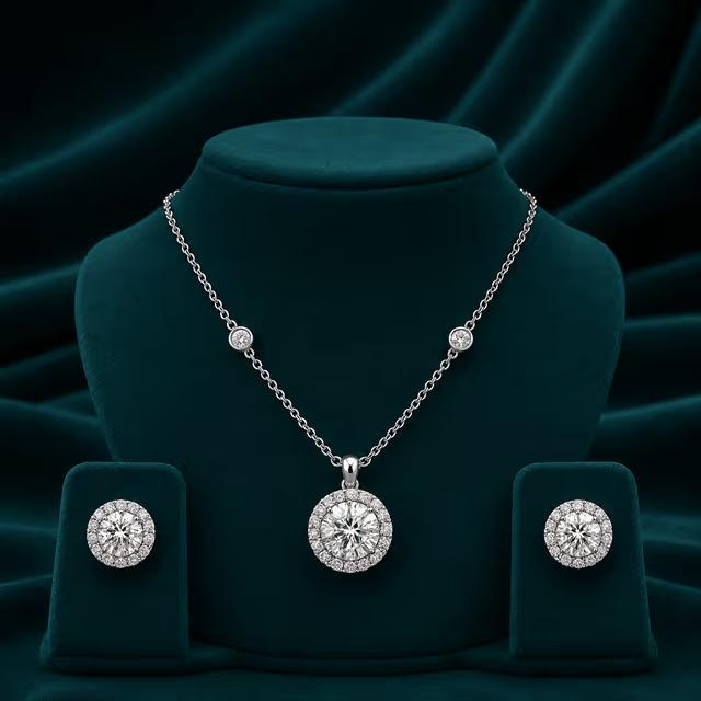 925 Silver Pendant Set With Earrings