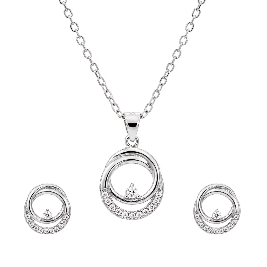 Circular Halo Crystal Droplet Necklace