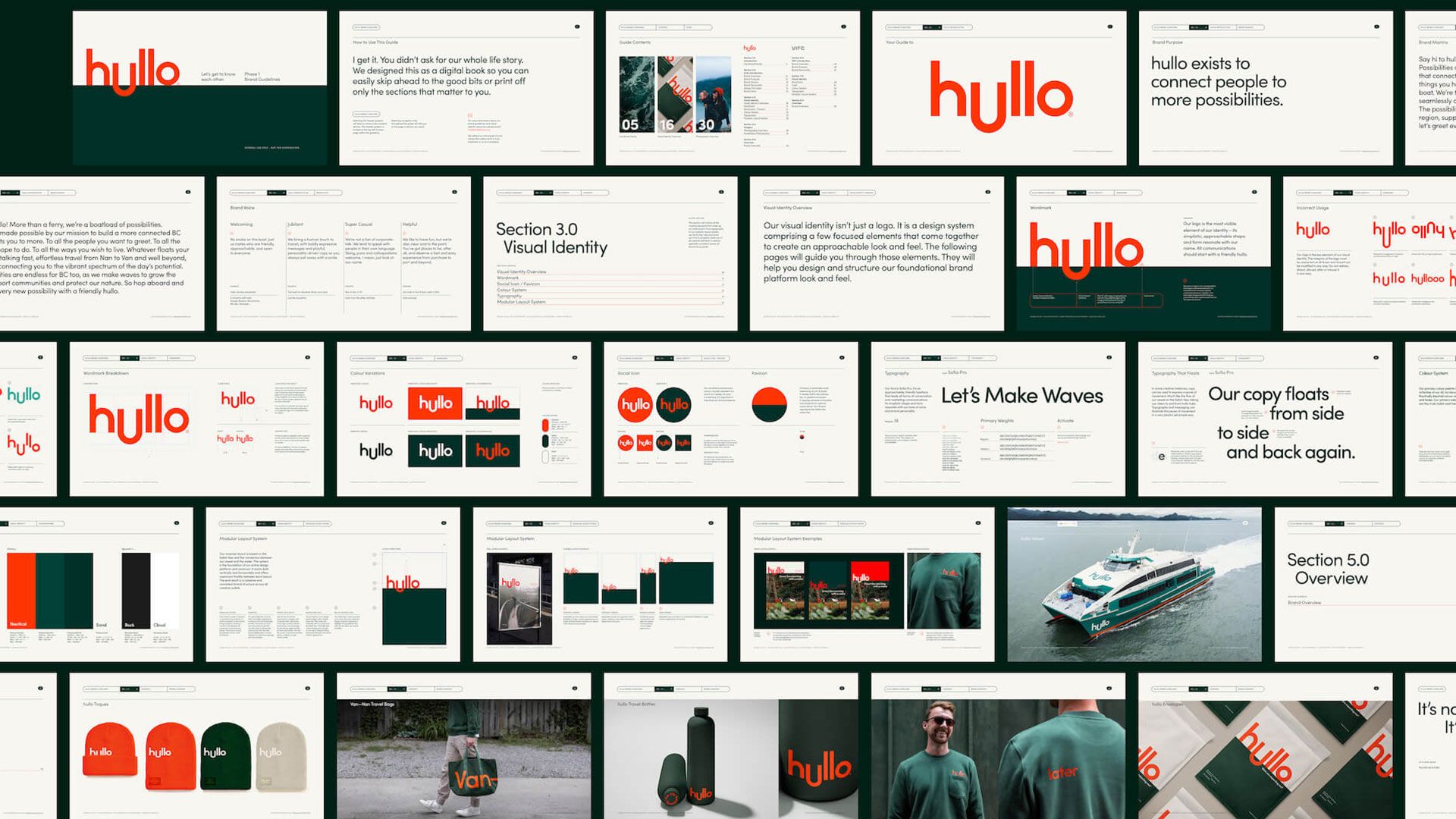 Grid view of hullo brand guides.