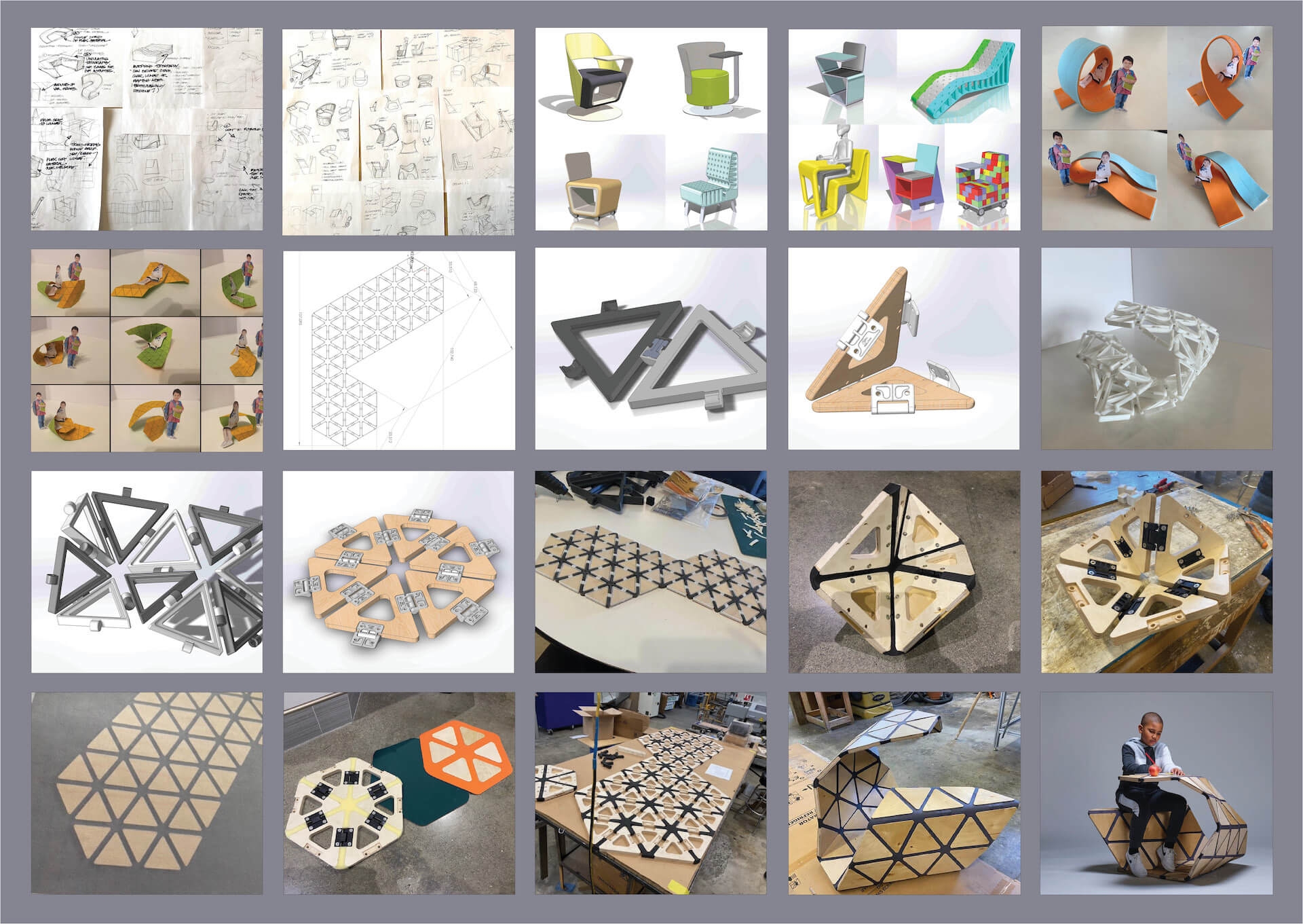 An image showcasing the work-in-progress stages, engineering, and development of the Unstandardized Desk.