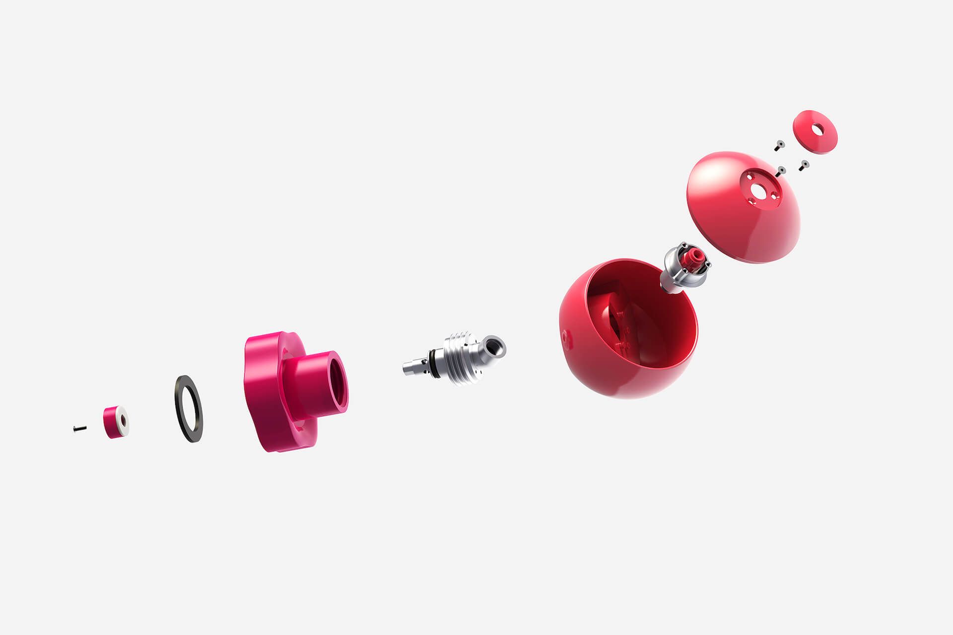 An image showcasing the parts and engineering of a Splash Spot fire hydrant cap.