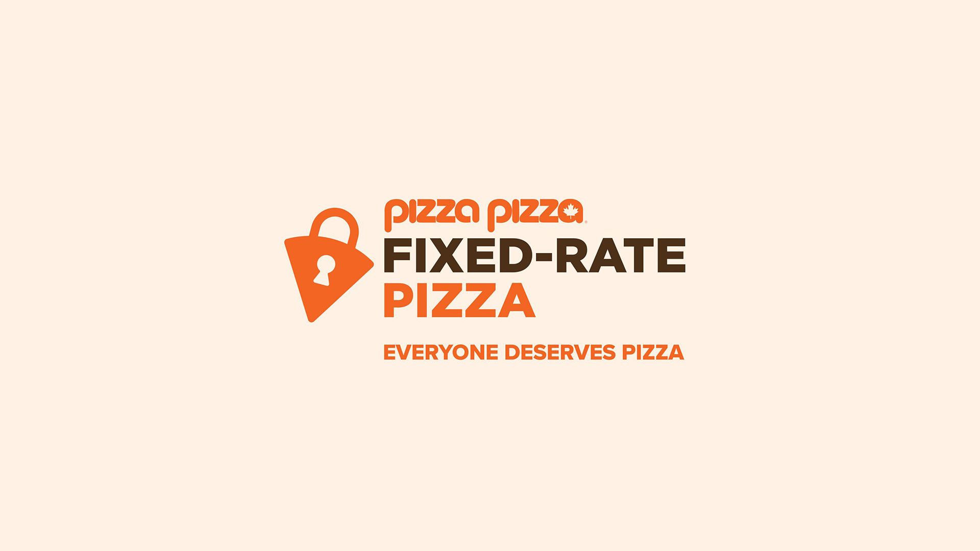 Image featuring a pizza-shaped lock advertising Pizza Pizza's Fixed-Rate Pizza. 