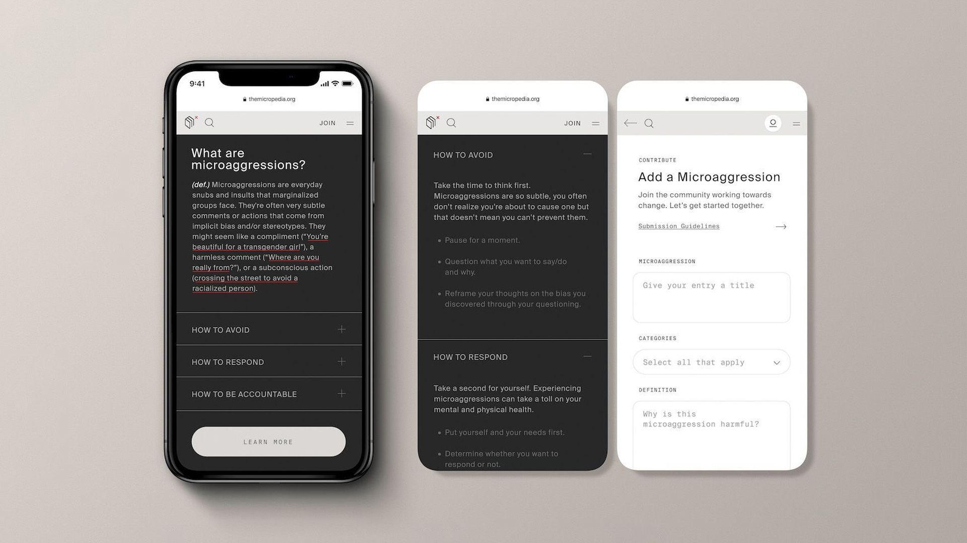 A phone showing a website about