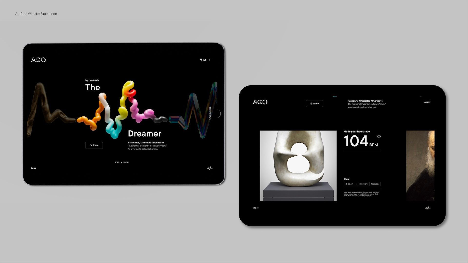 @ iPads showing the Art Rate Monitor website.