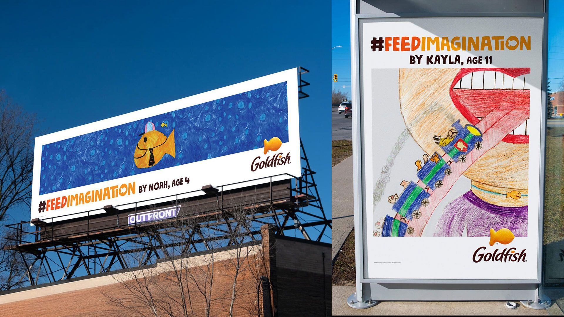 Goldfish Feed Imagination large billboard and bus shelter artworks