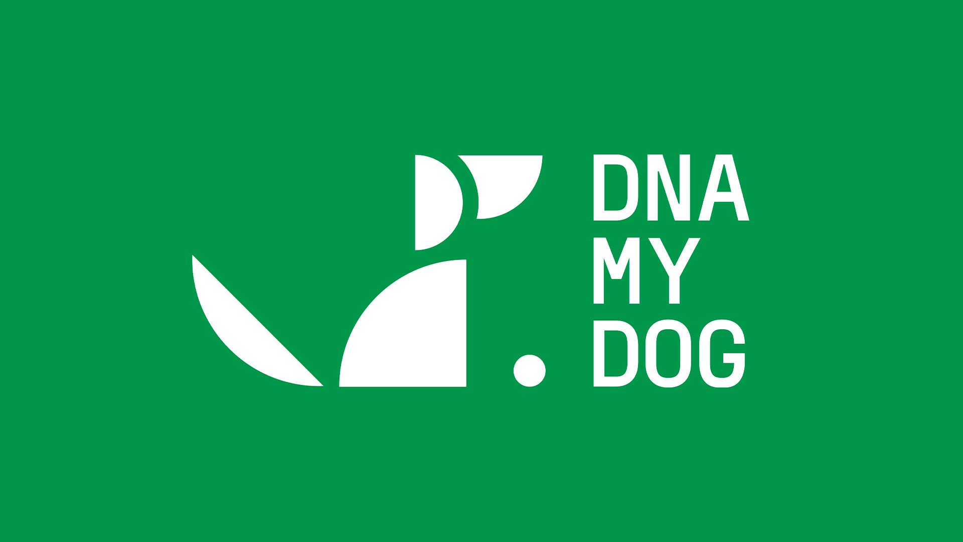 An image of the DNA my dog logo against a green background.