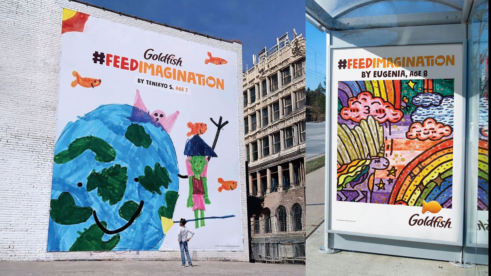 Goldfish Feed Imagination large billboard and bus shelter artworks